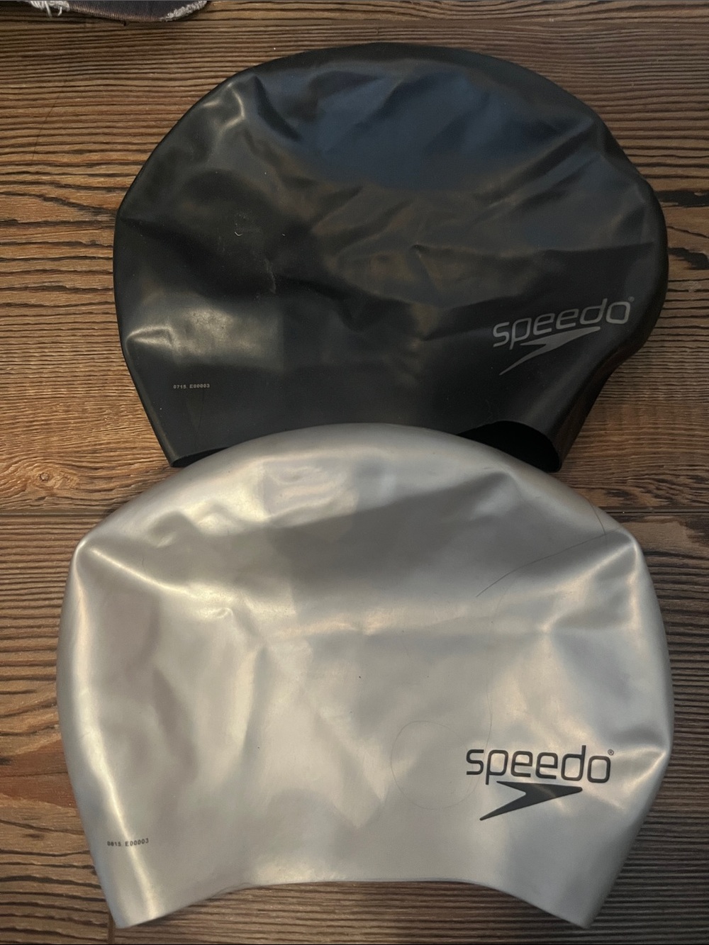 Speedo Silicone Swim Caps in Black and Silver